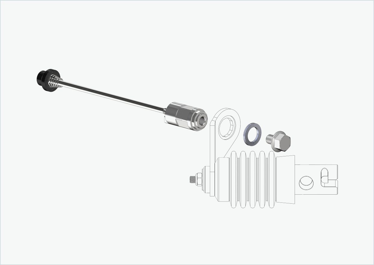 Asse a sgancio rapido con adattatore poligonale | lunghezza di serraggio 154 mm - 165 mm