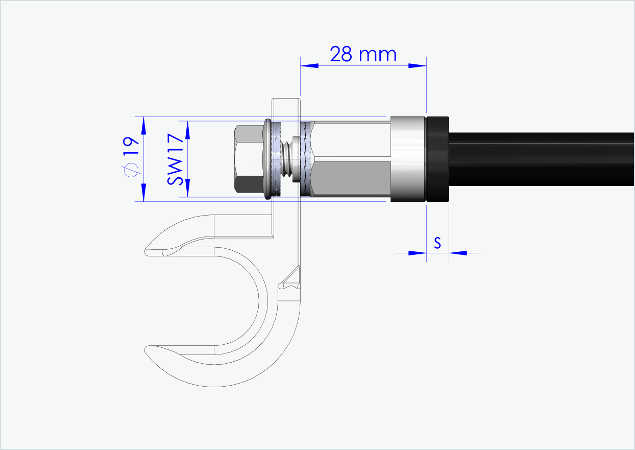 Asse passante con adattatore Universale / M12 x 1,50
