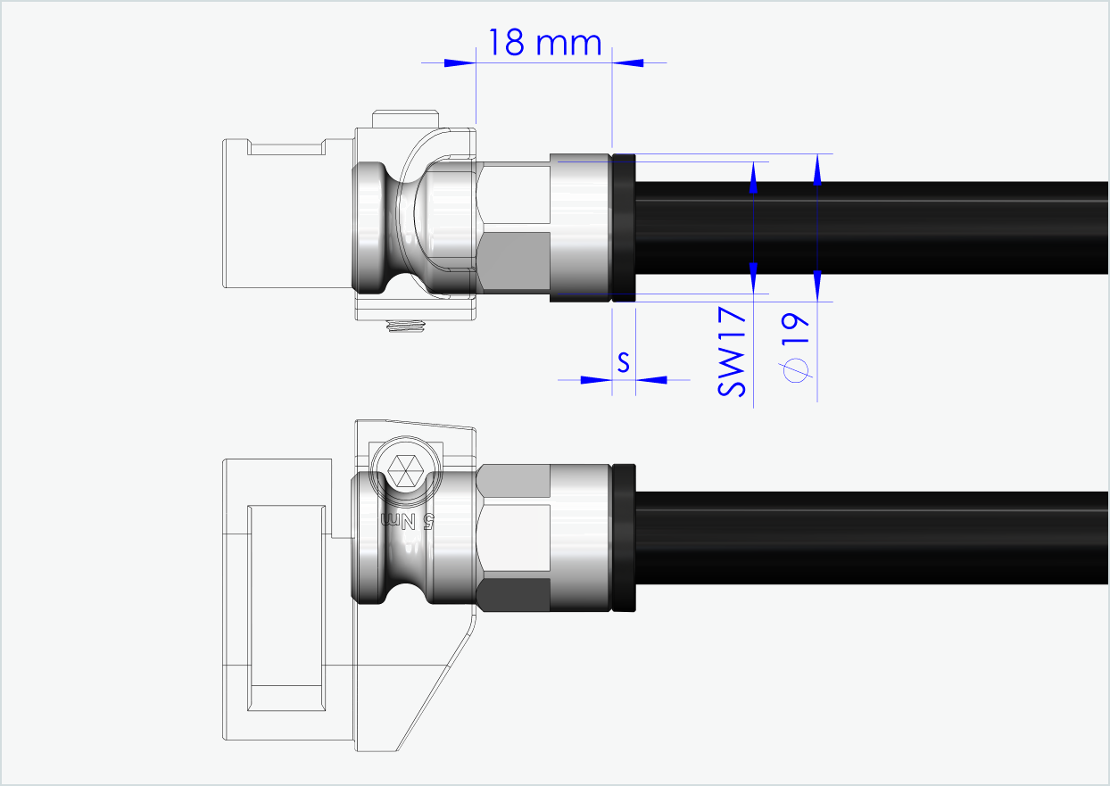 Asse passante con adattatore / M12 x 1,00 | per rimorchi Leggero con sistema BECCO
