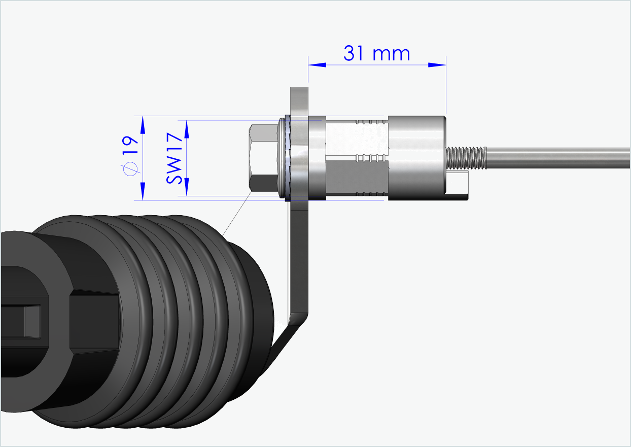 Asse a sgancio rapido con adattatore poligonale | lunghezza di serraggio 154 mm - 165 mm