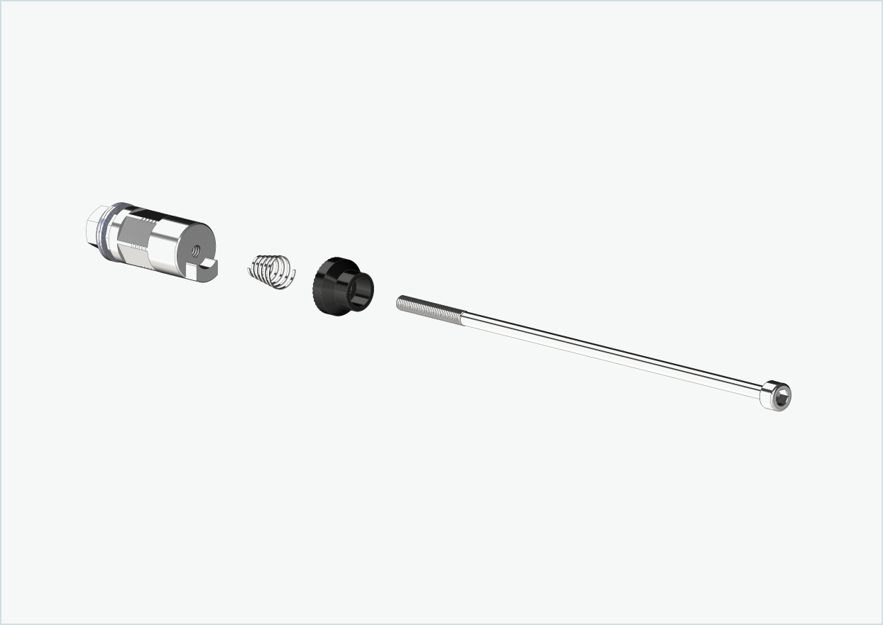 Asse a sgancio rapido con adattatore poligonale | lunghezza di serraggio 154 mm - 165 mm