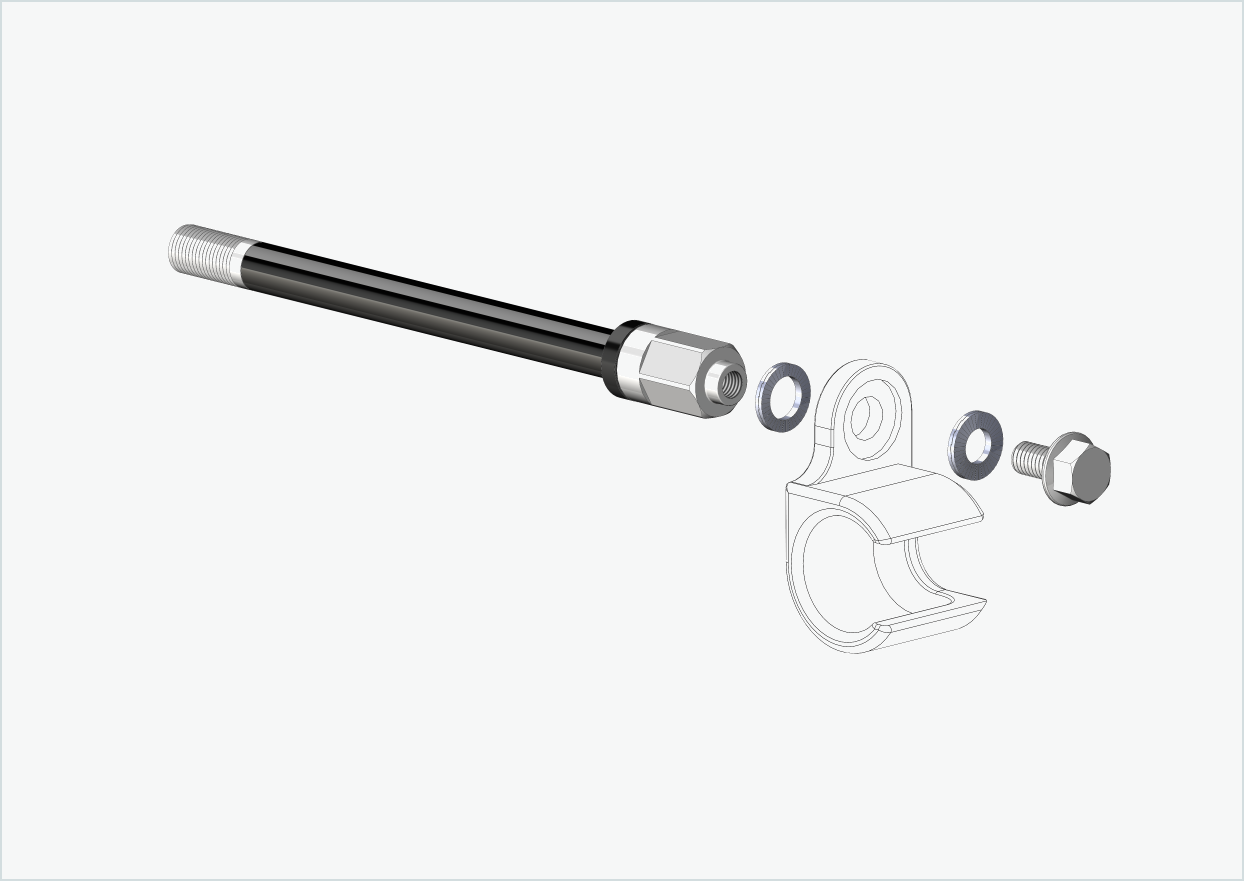 Asse passante con adattatore Universale / M12 x 1,50