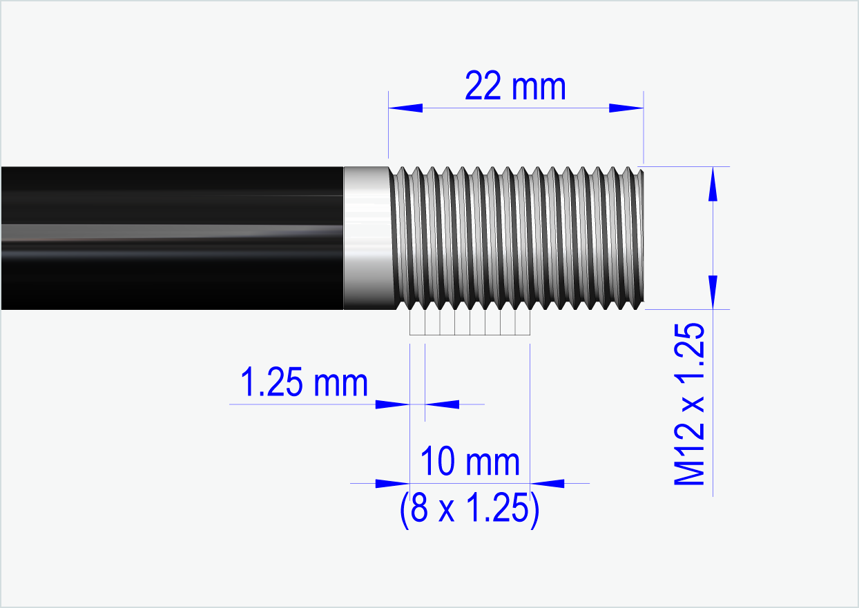 Asse a sgancio rapido con adattatore poligonale / M12 x 1,25