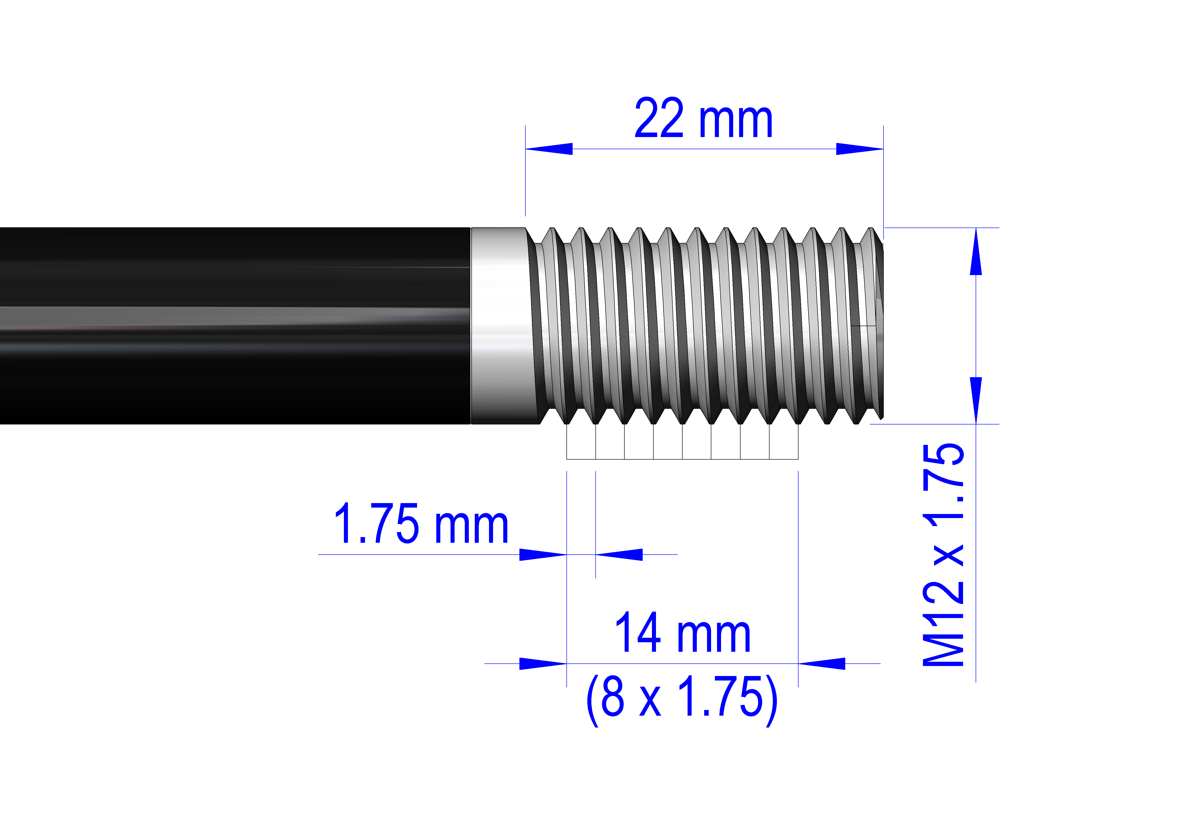 Asse passante con adattatore / M12 x 1,75 | per rimorchi Croozer dal 2018