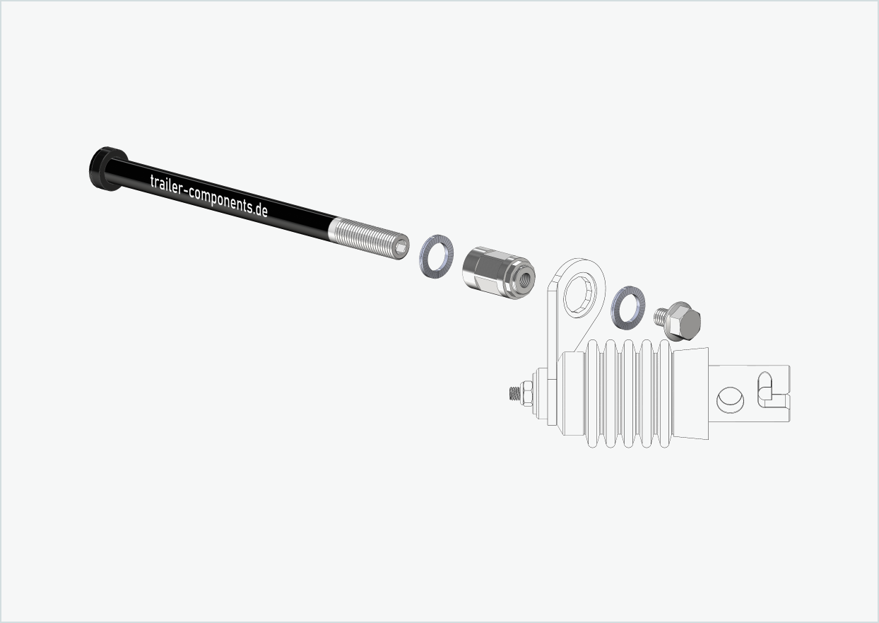 Asse a sgancio rapido con adattatore Weber per TOUT TERRAIN | per filettatura sinistra M12 x 1,50 - adatto per frizioni Weber tipo: E - EL - ES