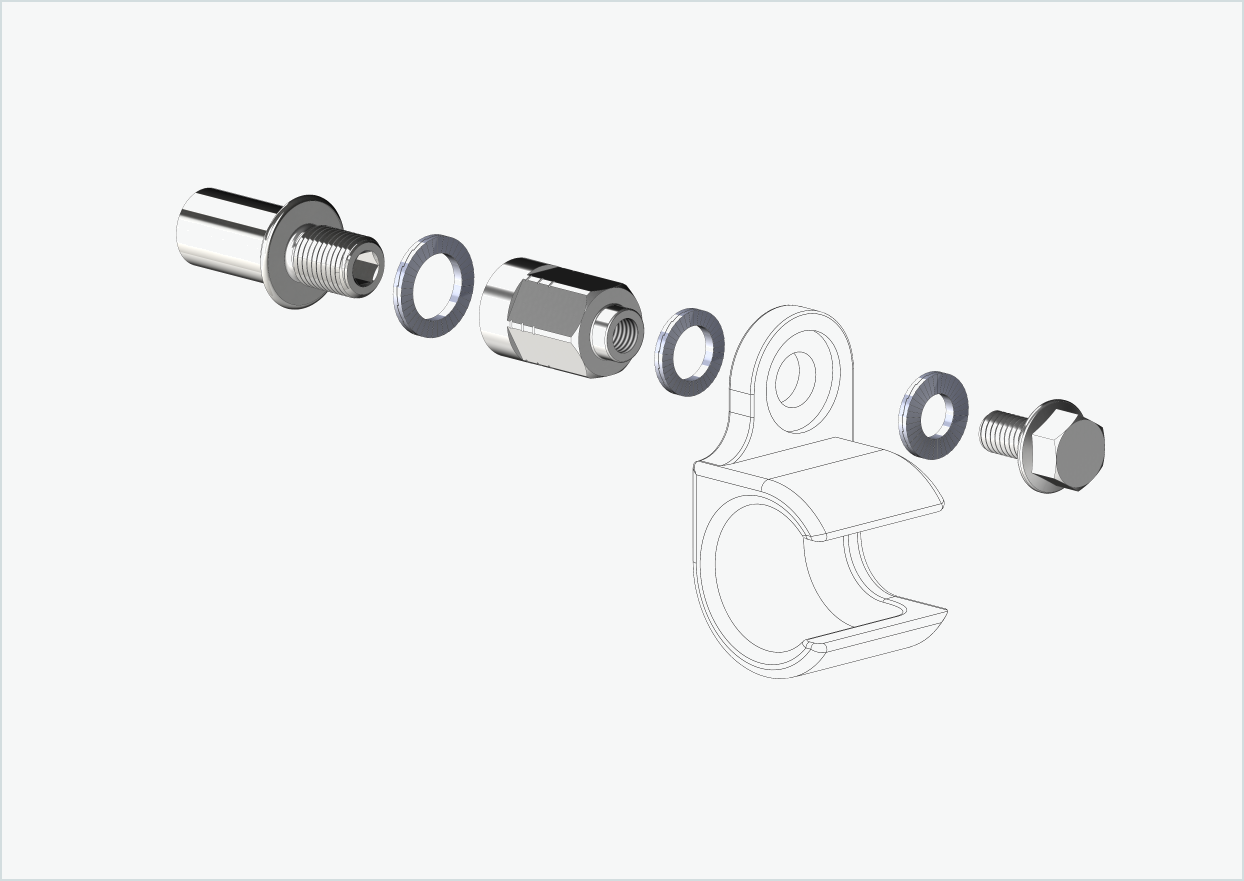 Cowboy 4 - Adattatore per filettatura lunga - M12 x 1,25 | Pacchetto con adattatore universale